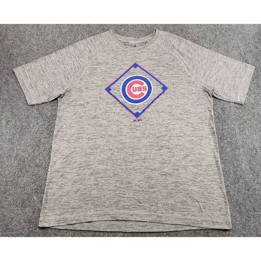 Chicago Cubs Majestic Men's Short Sleeve T-Shirt Gray Size Large
